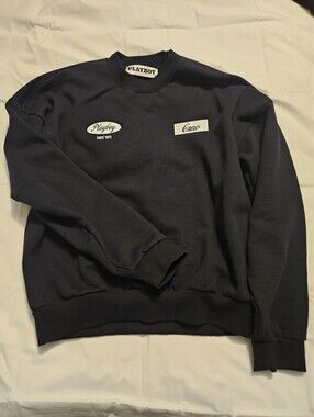 PLAYBOY Pac Sun Black Crewneck with Contrasting White Label Mens Small NWOT